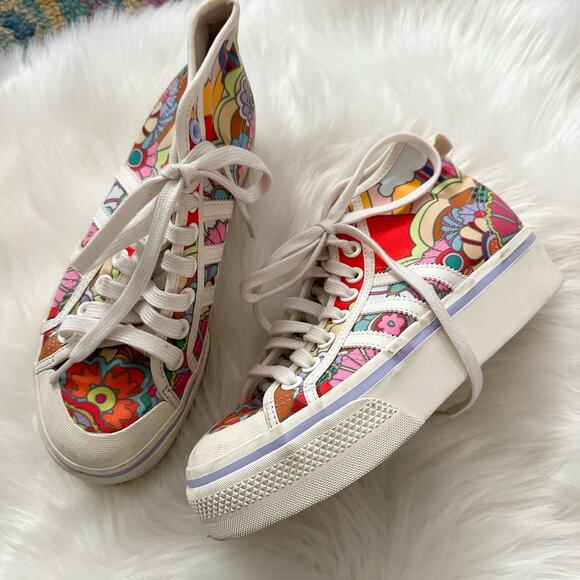 Colorful Adidas Nizza Hi-Top Platform Sneakers - Picture 1 of 8